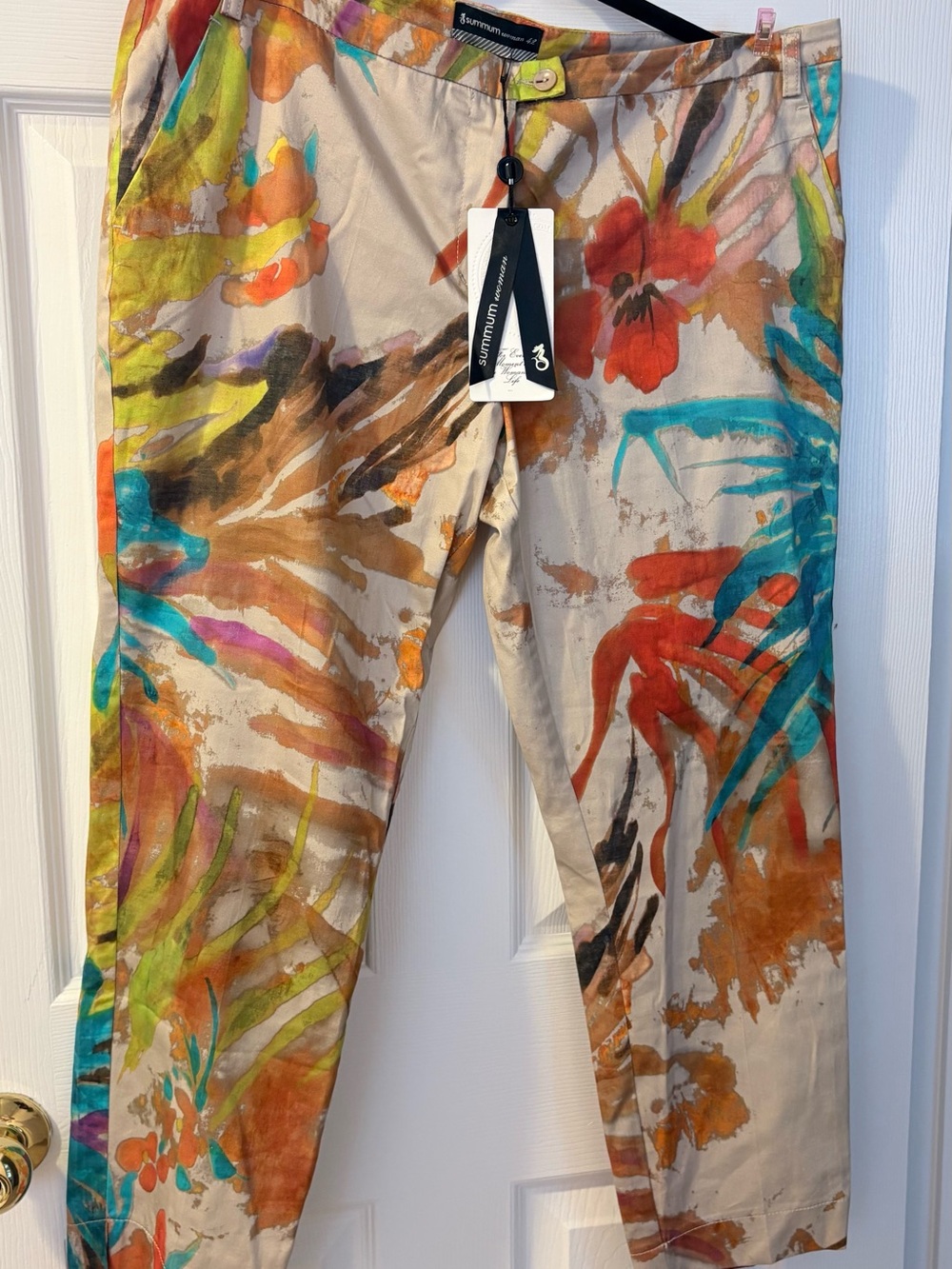 Summum Multicolor Floral Print Slim Pants